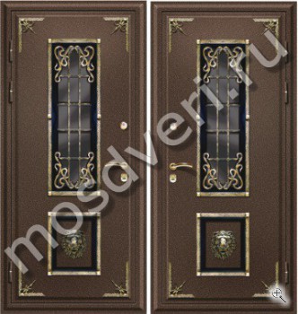 Эксклюзивная металлическая дверь с зеркалом, ковкой и чеканкой - купить от производителя Мосдвери Эксклюзивная металлическая дверь с зеркалом, ковкой и чеканкой