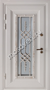 Белая элитная дверь для частного дома со стеклом - купить от производителя Мосдвери Белая элитная дверь для частного дома со стеклом