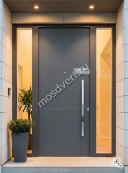 Большая входная дверь в дом серая - купить от производителя Мосдвери Большая входная дверь в дом серая