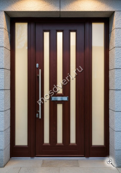 Дизайнерская входная дверь со стеклом коричневая - купить от производителя Мосдвери Дизайнерская входная дверь со стеклом коричневая