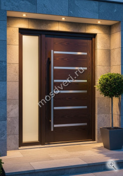 Дизайнерская входная дверь в дом темно-коричневая - купить от производителя Мосдвери Дизайнерская входная дверь в дом темно-коричневая