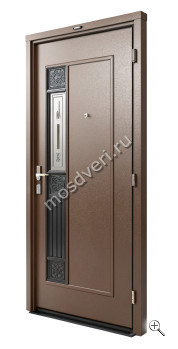 Дверь входная коричневая с резными вставками КДВ-017 - купить от производителя Мосдвери Дверь входная коричневая с резными вставками КДВ-017